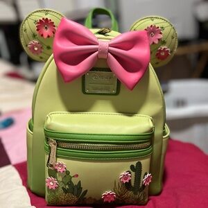Disney Green and Pink Floral Mini Backpack